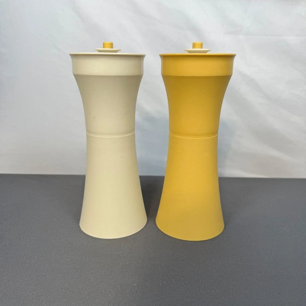 Tupperware‎ Oil And Vinegar Cruet Salad Dressing Set Cream Yellow Vintage